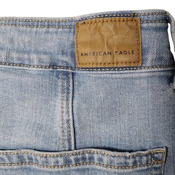 American Eagle Denim Mini Skirt Button Front Light Wash Casual Womens Size 6 - Picture 8 of 13
